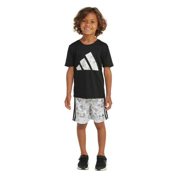 Boys &#40;4-7&#41; adidas&#40;R&#41; Short Sleeve Camo Logo Top & Shorts Set - image 