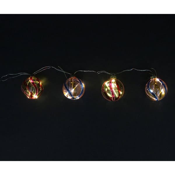 PENN Set of 4 LED Pink and Yellow Glass Ball Christmas Ornaments