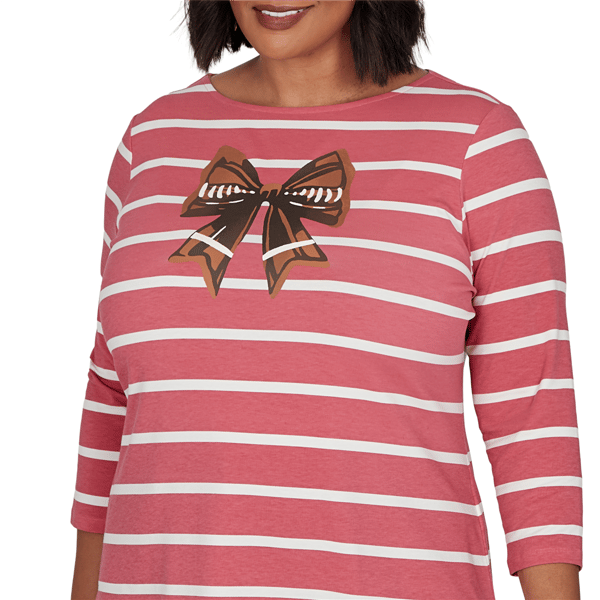 Plus Size Ruby Rd. Must Haves II Football Bow Stripe Tee