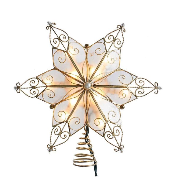 Kurt Adler 10-Light 6-Point Capiz Star Treetop - image 