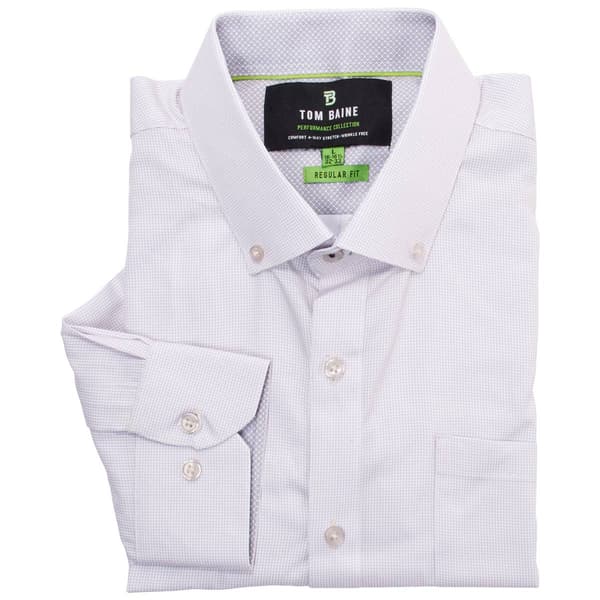 Mens Tom Baine Performance Regular Fit Checkered Dress Shirt - image 