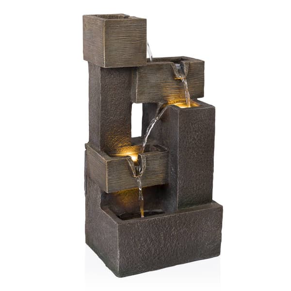 Alpine 5-Tier Cascading Fountain w/ Warm White LED Lights - image 