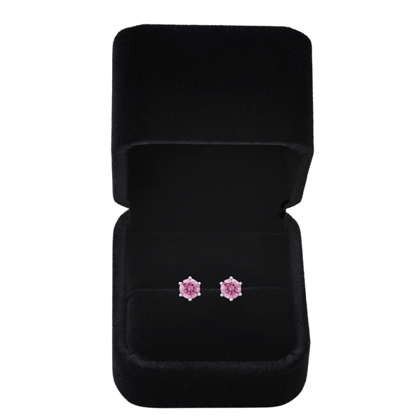 Saffron Sterling Silver Pink Moissanite Diamond Stud Earrings