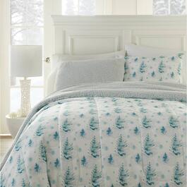 Micro Flannel&#174; Reverse to Sherpa Water Color Pines Comforter Set