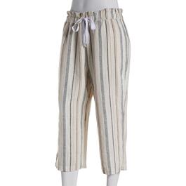 Womens da-sh Striped Linen Capri Pants