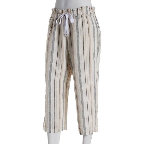 Womens da-sh Striped Linen Capri Pants - image 