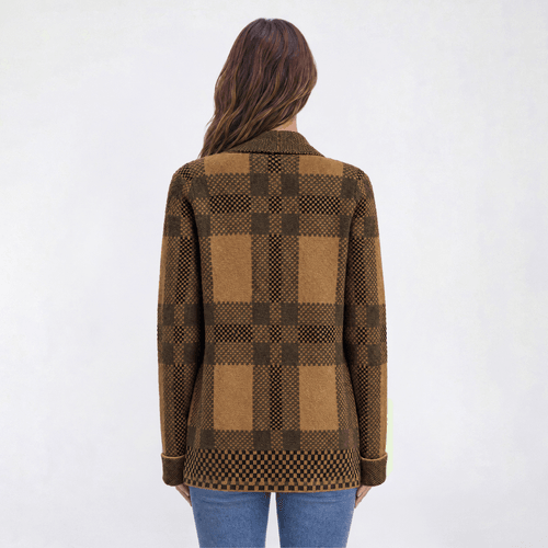 Petite Preswick & Moore® Long Sleeve Open Front Plaid Cardigan