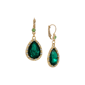 1928 Gold-Tone Green Teardrop Leverback Earring - image 1
