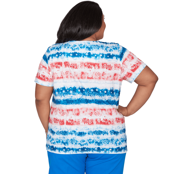 Plus Size Alfred Dunner Lady Liberty Americana Tie Dye Blouse