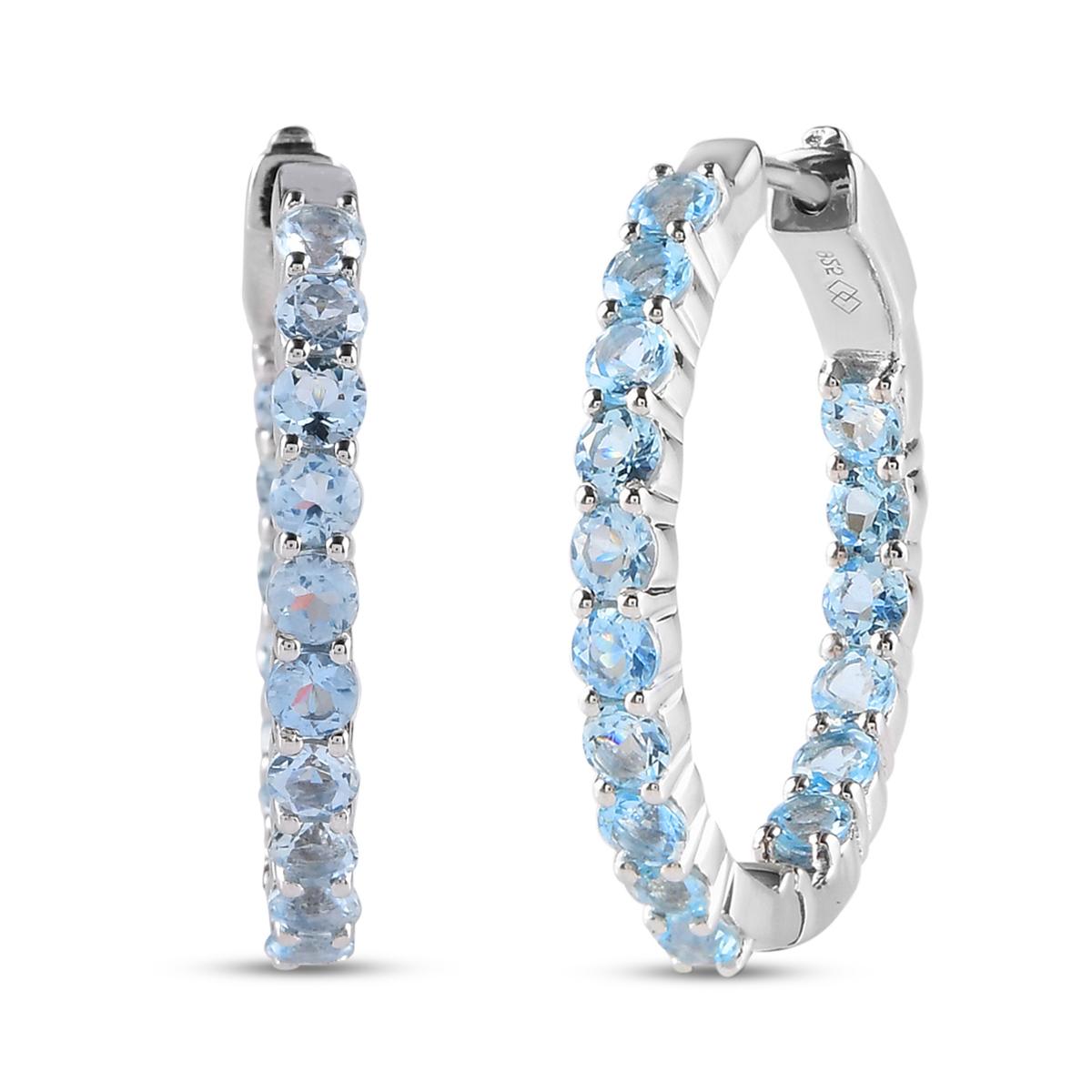 Gemstone Classics™ 3mm Aquamarine Inside-Out Hoop Earrings