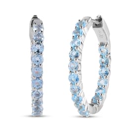 Gemstone Classics(tm) 3mm Aquamarine Inside-Out Hoop Earrings