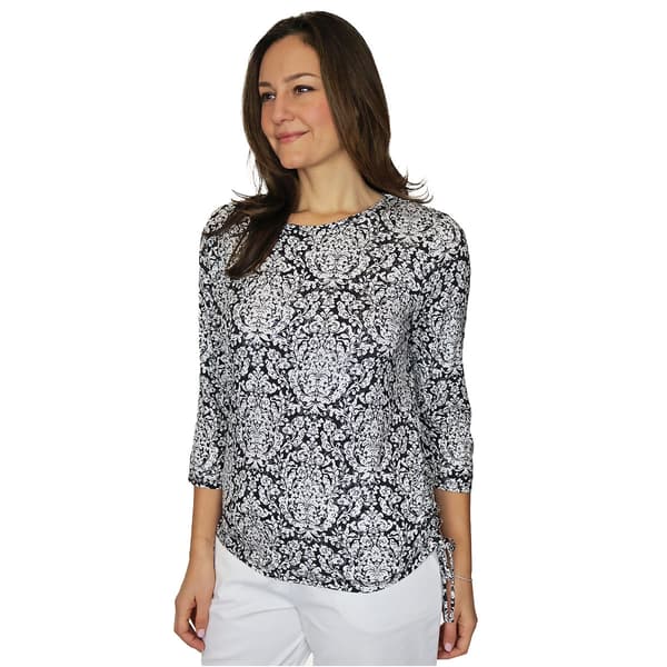 Petite Emily Daniels 3/4 Sleeve Side Ruched Jersey Top - image 