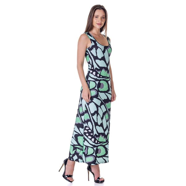 Womens 24/7 Comfort Apparel Butterfly Empire Waist Maxi Dress