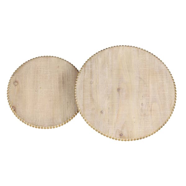 9th &amp; Pike® Natural Wood Beaded Trim Trays - Set of 2