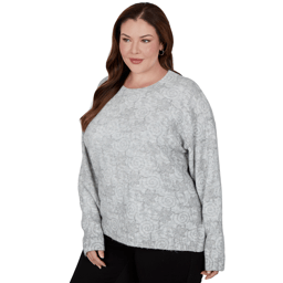 Plus Size Hearts of Palm Silver Linings Floral Swirl Sweater