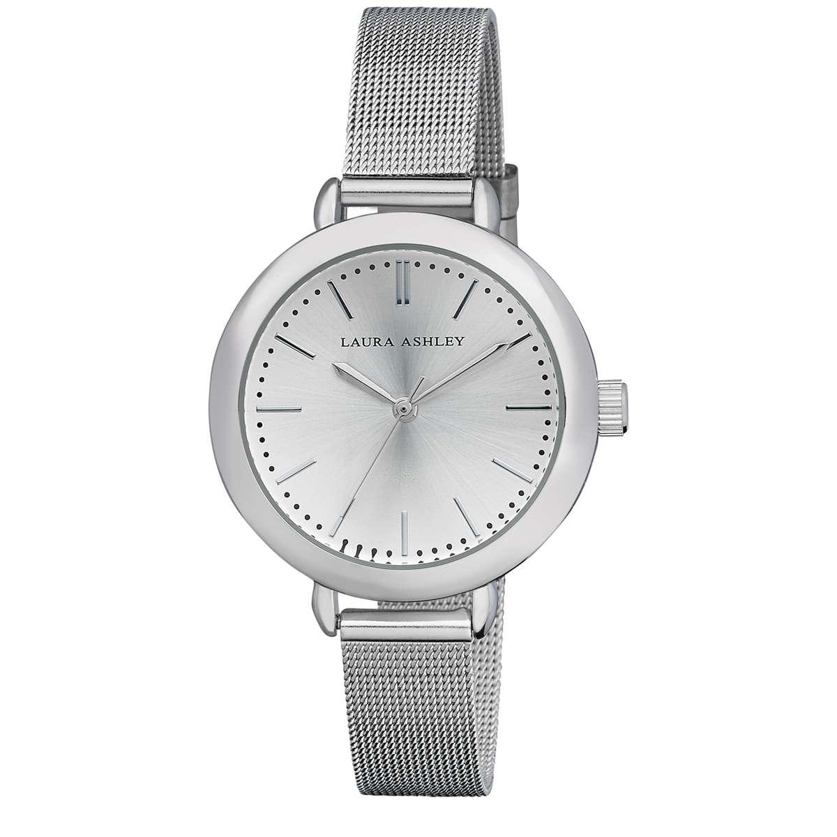 Womens Laura Ashley® Silver Mesh Watch LA31026SS