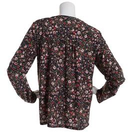 Womens Napa Valley 3/4 Sleeve Dot Floral Pleat Knit Blouse