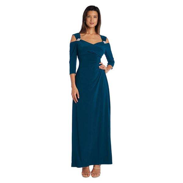 Womens R&M Richards Cold Shoulder Side Slit Evening Gown - image 