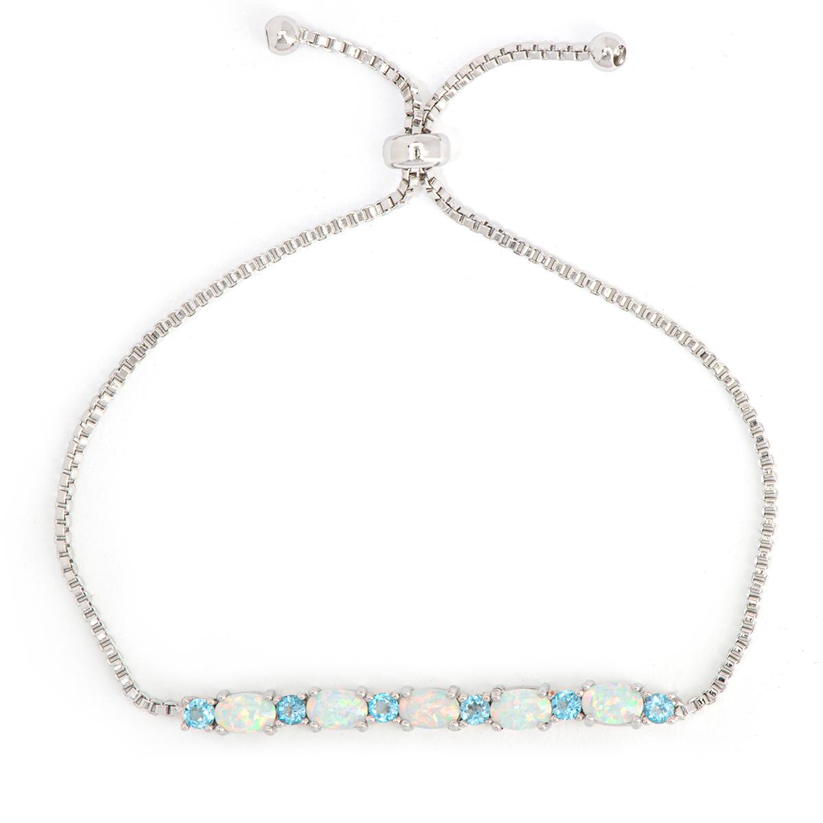 Gianni Argento Silver-Plated/Blue Lab Opal Adjustable...
