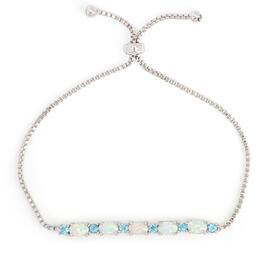 Gianni Argento Silver-Plated/Blue Lab Opal Adjustable Bracelet