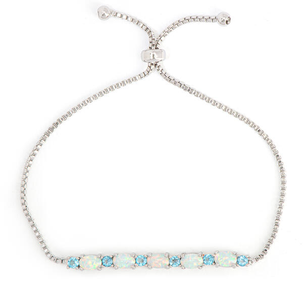 Gianni Argento Silver-Plated/Blue Lab Opal Adjustable Bracelet - image 