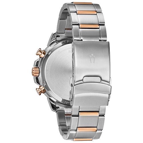 Mens Bulova Marine Star Two-Tone Blue Dial Bracelet Watch -98B301