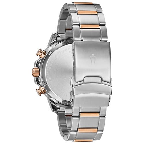 Mens Bulova Marine Star Two-Tone Blue Dial Bracelet Watch -98B301