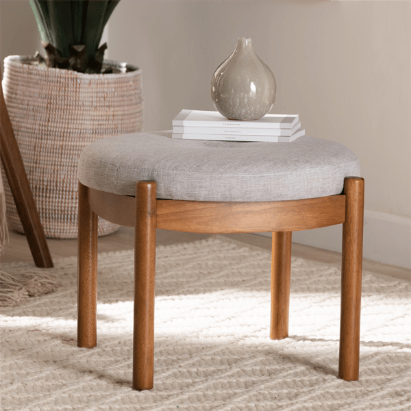 Baxton Studio Iliana Japandi Wood Ottoman Footstool