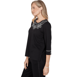 Womens Alfred Dunner Weekend Warrior 3/4 Sleeve Ribbon Blouse