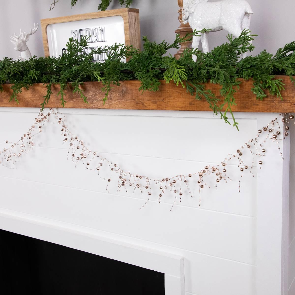 Northlight Seasonal Metallic Rose Gold Beaded Christmas Garland
