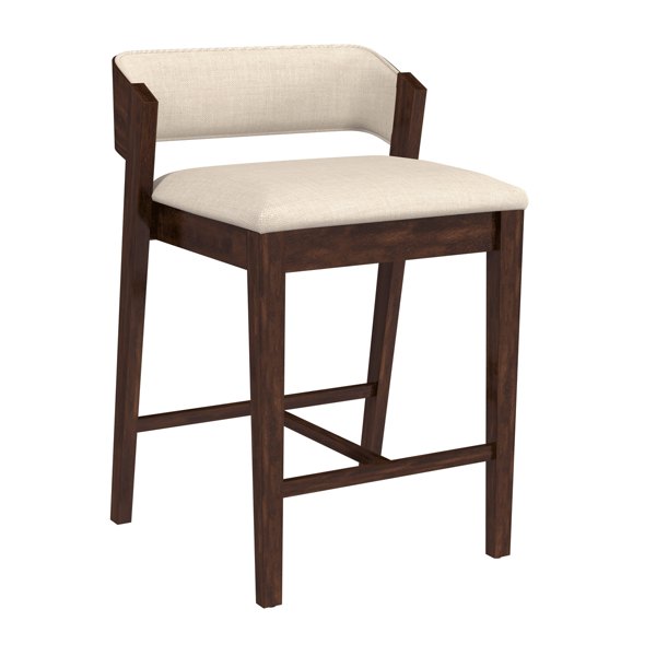 HH2 Home Dresden Walnut Fabric Counter Height Stool