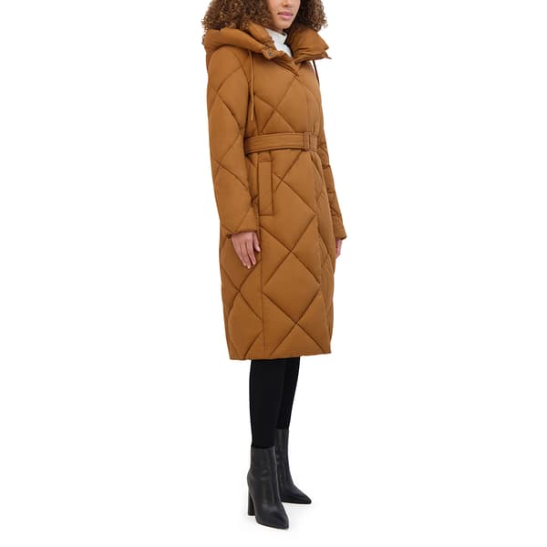 Womens Kenneth Cole® Long  Quilted Puffer Coat