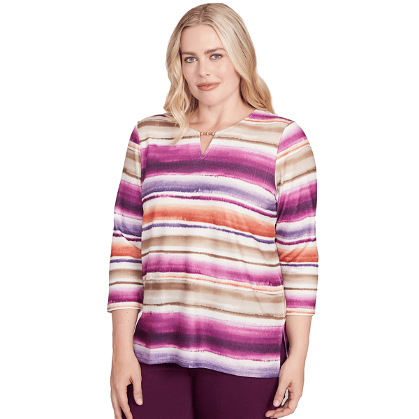 Womens Alfred Dunner Urban Legend Watercolor Biadere Blouse