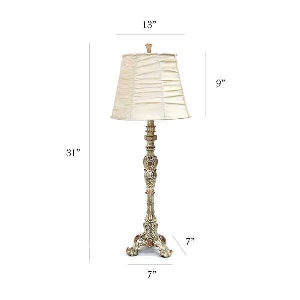Elegant Designs Antique Style Buffet Table Lamp w/Ruched Shade