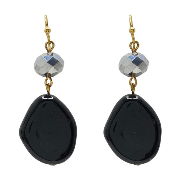 Ashley Cooper&#40;tm&#41; Gold-Tone Oval Jet Bead Drop Fishhook Earrings - image 