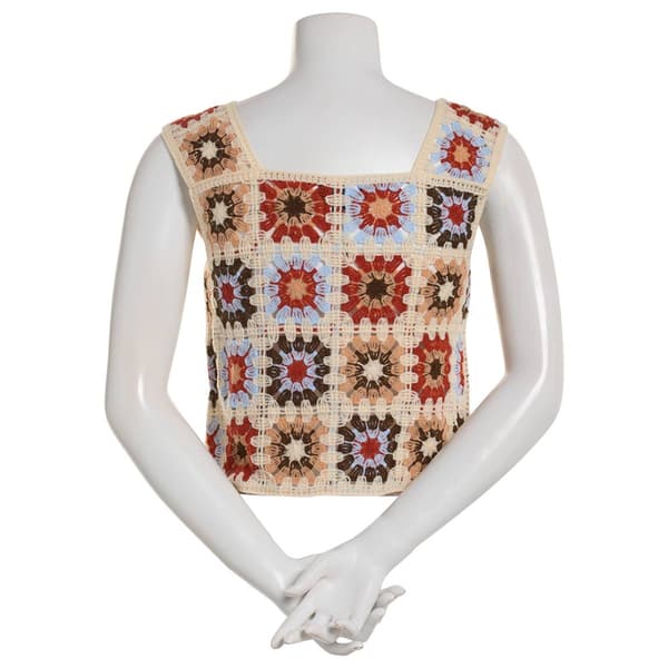 Juniors A. Byer Floral Granny Square Inspired Patchwork Tank Top