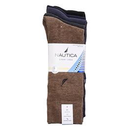Mens Nautica 5pr. Solid Dress Socks - Brown/Multi
