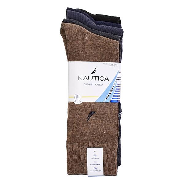 Mens Nautica 5pr. Solid Dress Socks - Brown/Multi - image 