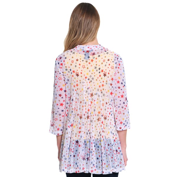 Womens Ali Miles 3/4 Sleeve Star Mesh Kimono