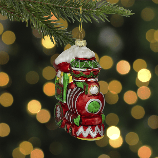 Northlight Glittered Train Christmas Glass Hanging Ornament