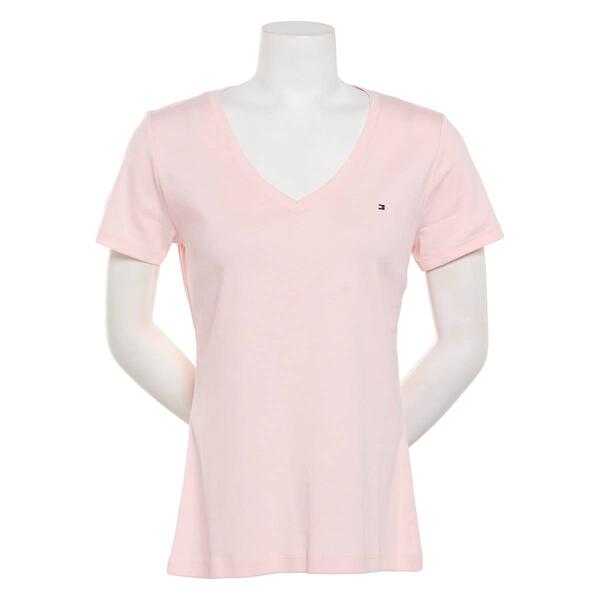 Womens Tommy Hilfiger Sport Short Sleeve Solid V-Neck Tee - image 