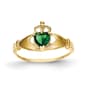 Gold Classics&#40;tm&#41; Green Cubic Zirconia Claddagh Ring - image 1