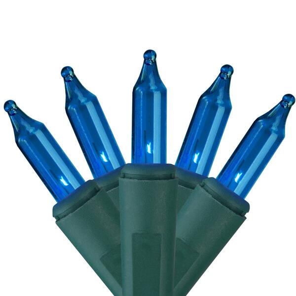 140ct Blue Everglow Chasing Mini Christmas Lights - 48ft  Green W - image 