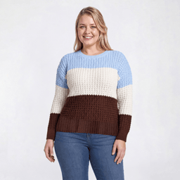 Juniors Plus Jolie & Joy Colorblock Pullover Waffle Sweater