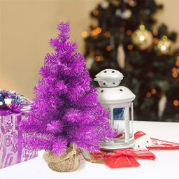 Northlight 18in. Purple Pine Christmas Tree in Natural Jute Base