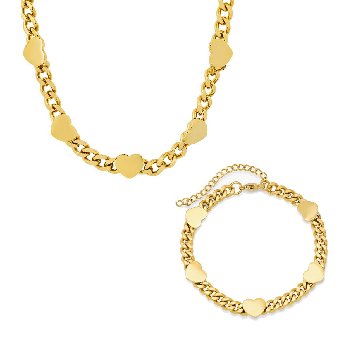 Steeltime 18kt. Gold Plated Resizable Heart Bracelet and...
