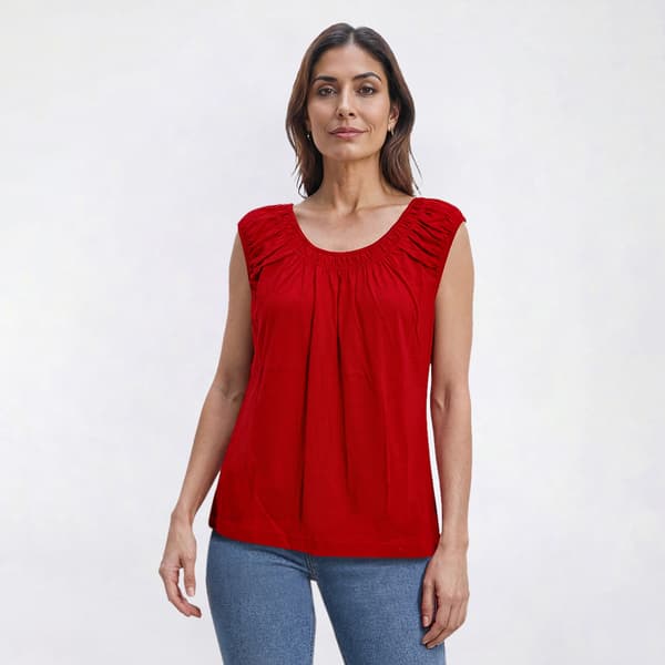 Womens Preswick & Moore® Cap Sleeve Peasant Smocking Blouse