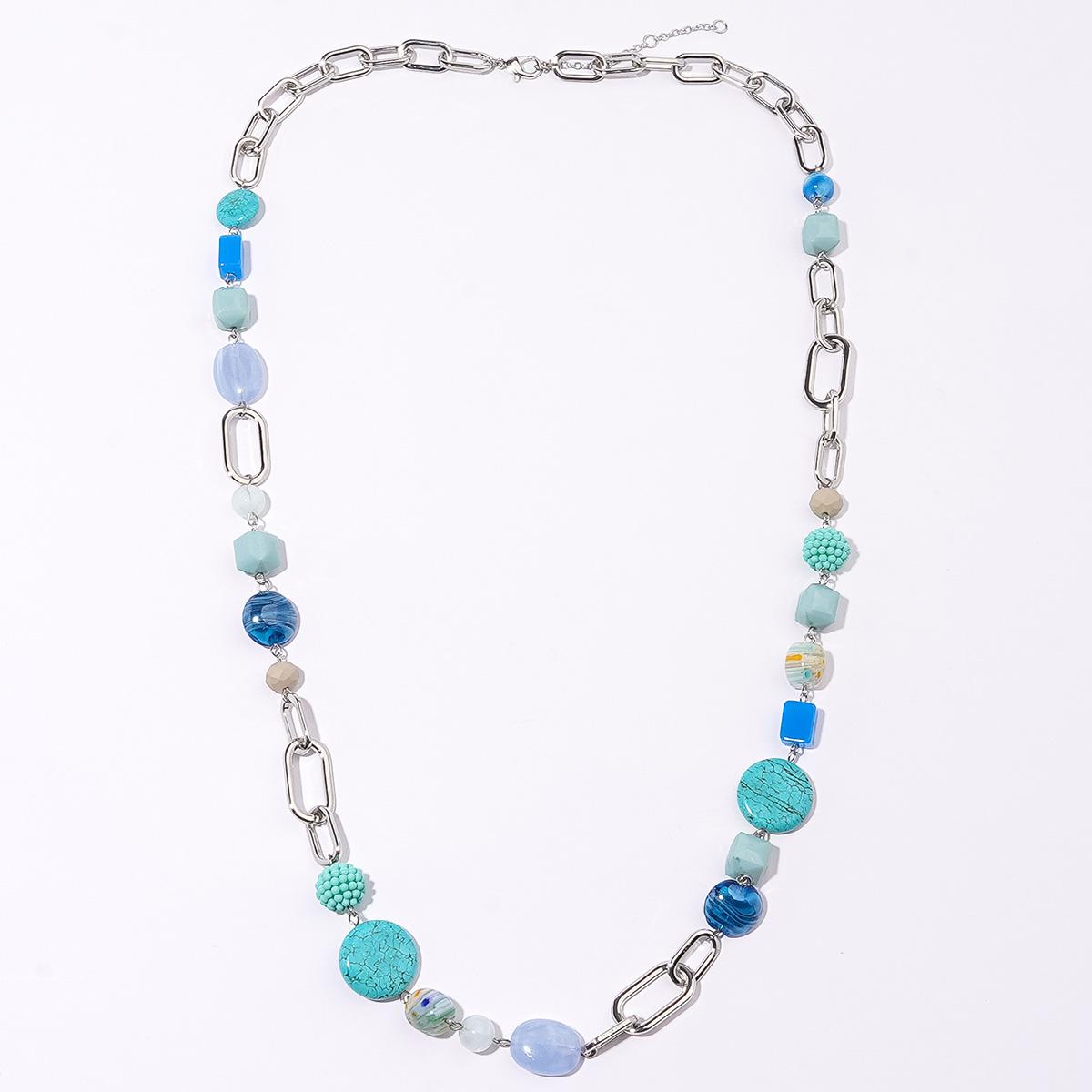 Ashley Cooper™ Multi Turquoise Beaded Silver Link Necklace