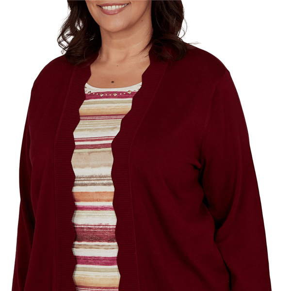 Plus Size Alfred Dunner Union Square Scallop Two in One Blouse