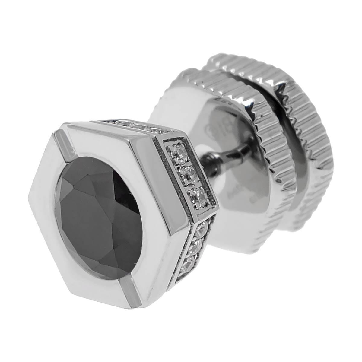 Mens Lynx Stainless Steel Black Mano Stud Hex Earring